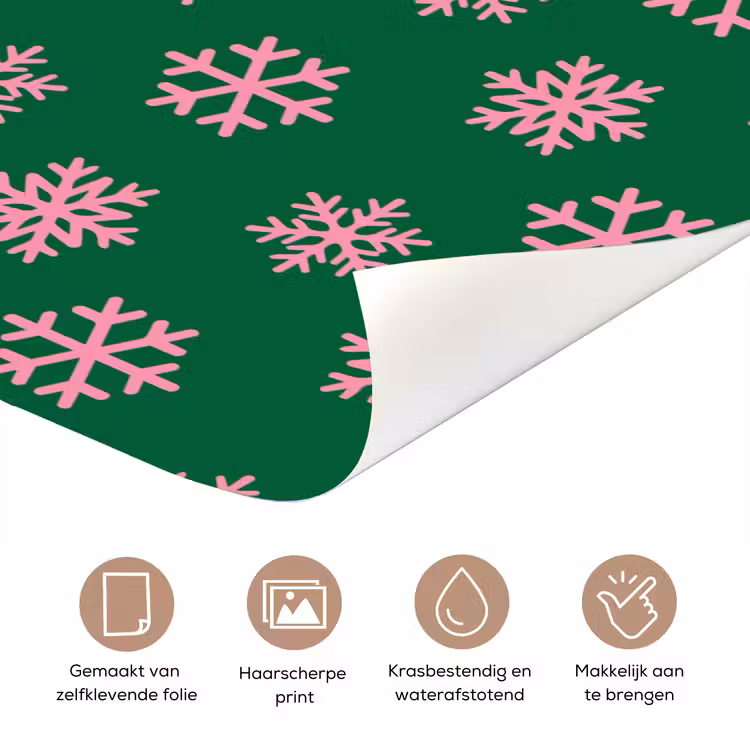 Deursticker - Sneeuwvlok - Groen - Roze - Kerst — 3