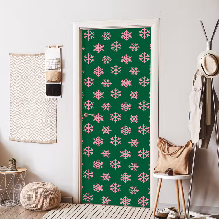 Deursticker - Sneeuwvlok - Groen - Roze - Kerst — 8
