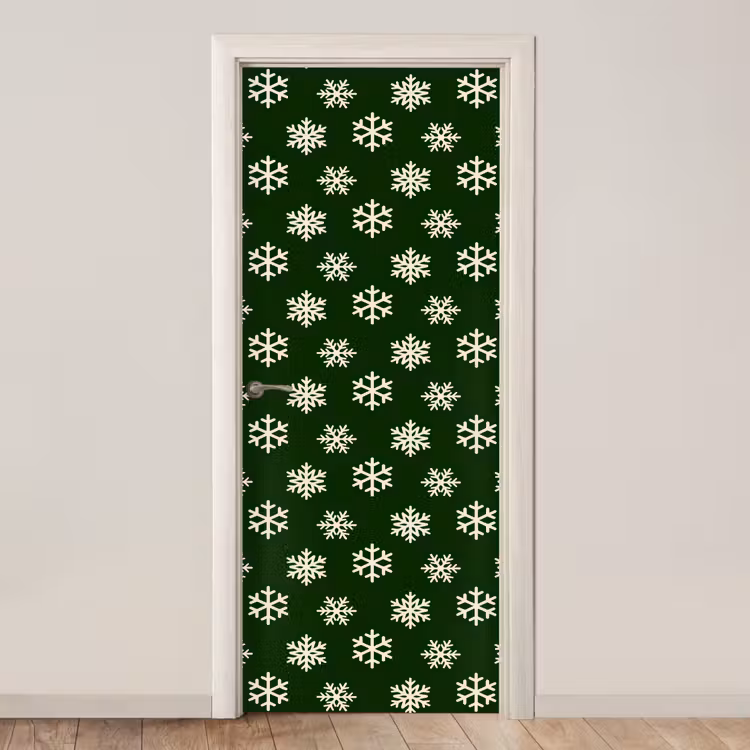 Deursticker - Sneeuwvlok - Groen - Wit - Kerst — 1