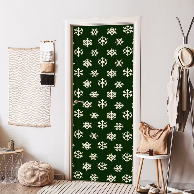 Deursticker - Sneeuwvlok - Groen - Wit - Kerst — 8