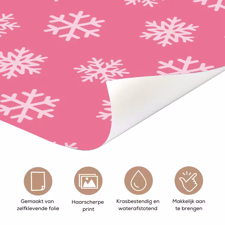 Deursticker - Sneeuwvlok - Kerst - Roze — 3