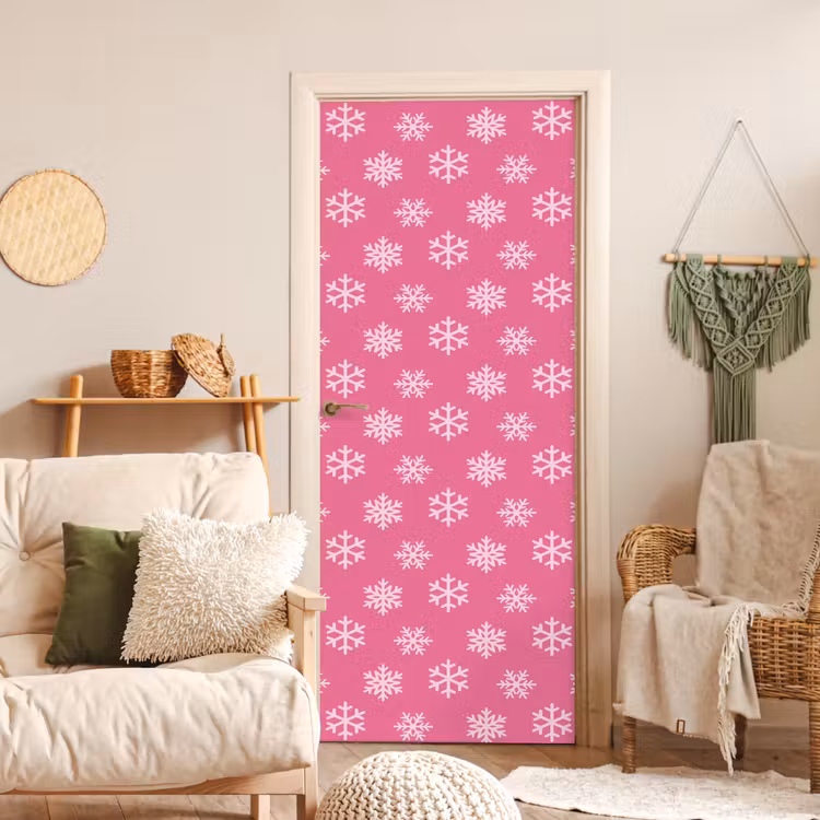 Deursticker - Sneeuwvlok - Kerst - Roze — 4