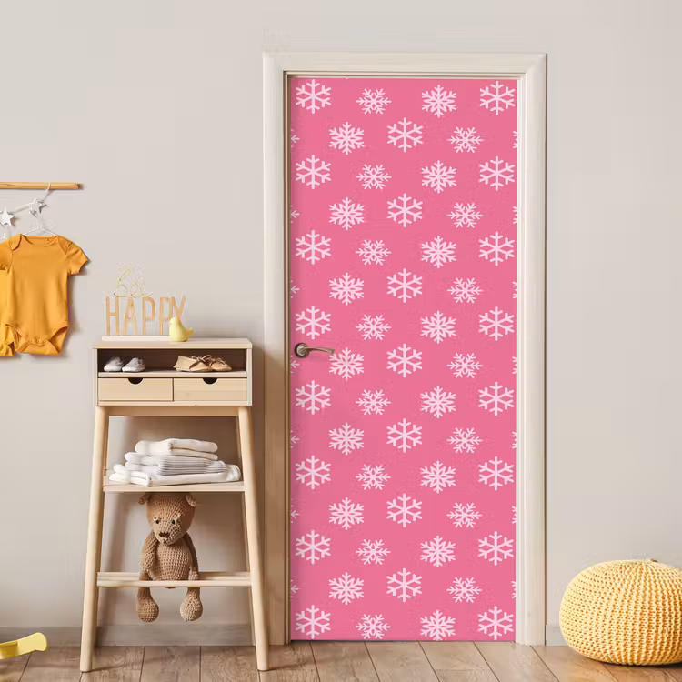 Deursticker - Sneeuwvlok - Kerst - Roze — 6