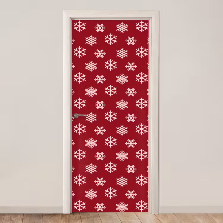 Deursticker - Sneeuwvlok - Rood - Roze - Kerst — 1
