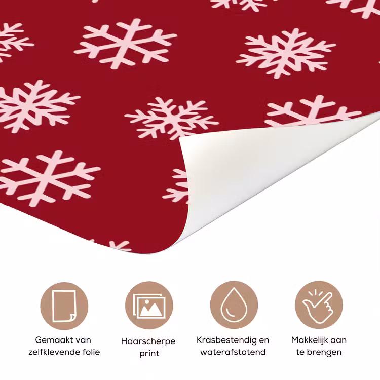 Deursticker - Sneeuwvlok - Rood - Roze - Kerst — 3