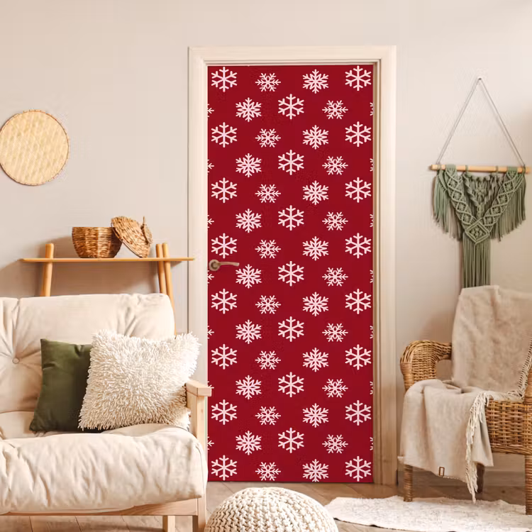 Deursticker - Sneeuwvlok - Rood - Roze - Kerst — 4