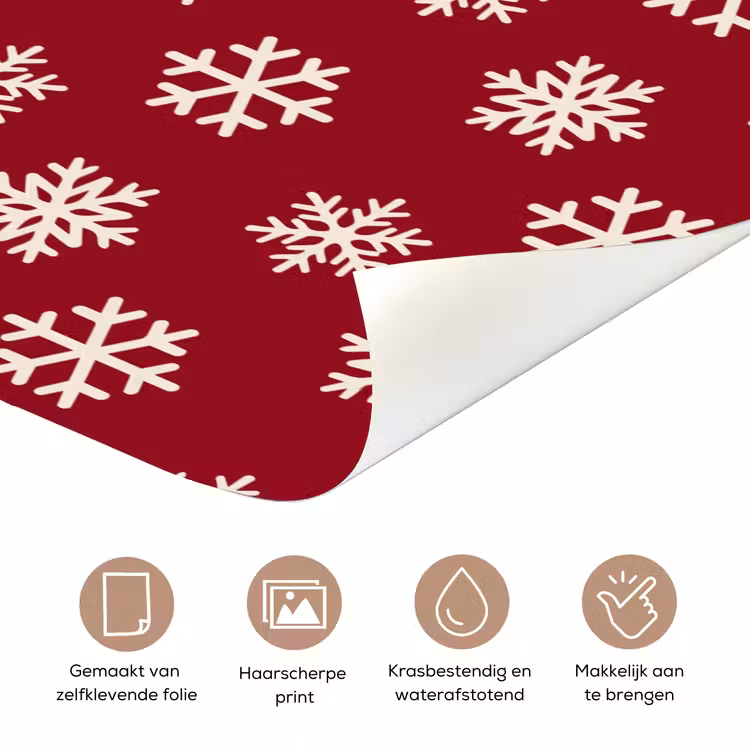 Deursticker - Sneeuwvlok - Rood - Wit - Kerst — 3