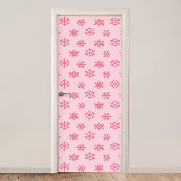 Deursticker - Sneeuwvlok - Roze - Kerst — 1