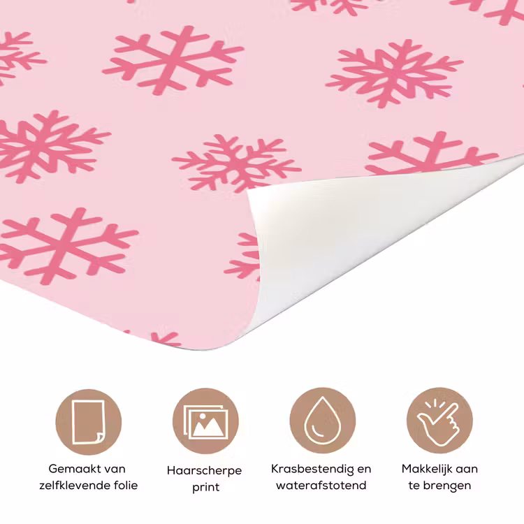 Deursticker - Sneeuwvlok - Roze - Kerst — 3