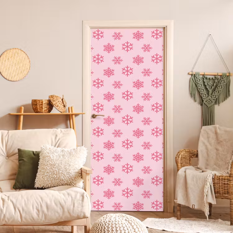 Deursticker - Sneeuwvlok - Roze - Kerst — 4