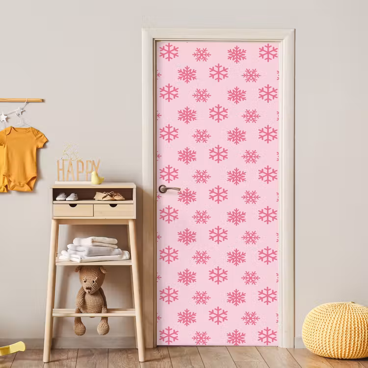 Deursticker - Sneeuwvlok - Roze - Kerst — 6