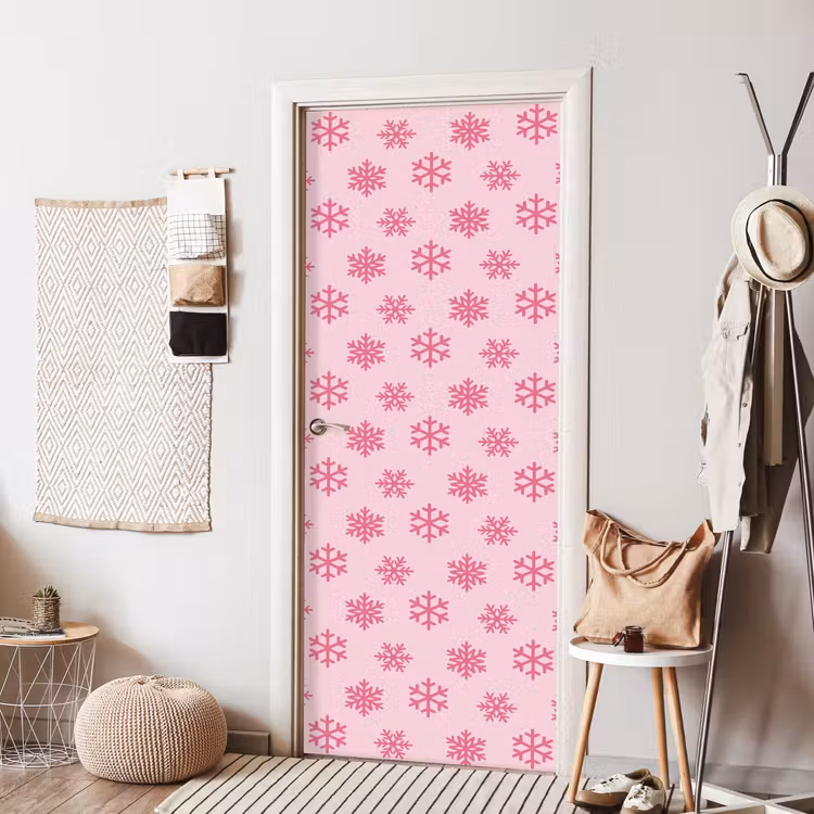 Deursticker - Sneeuwvlok - Roze - Kerst — 8