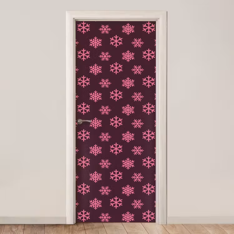 Deursticker - Sneeuwvlok - Roze - Paars - Kerst — 1