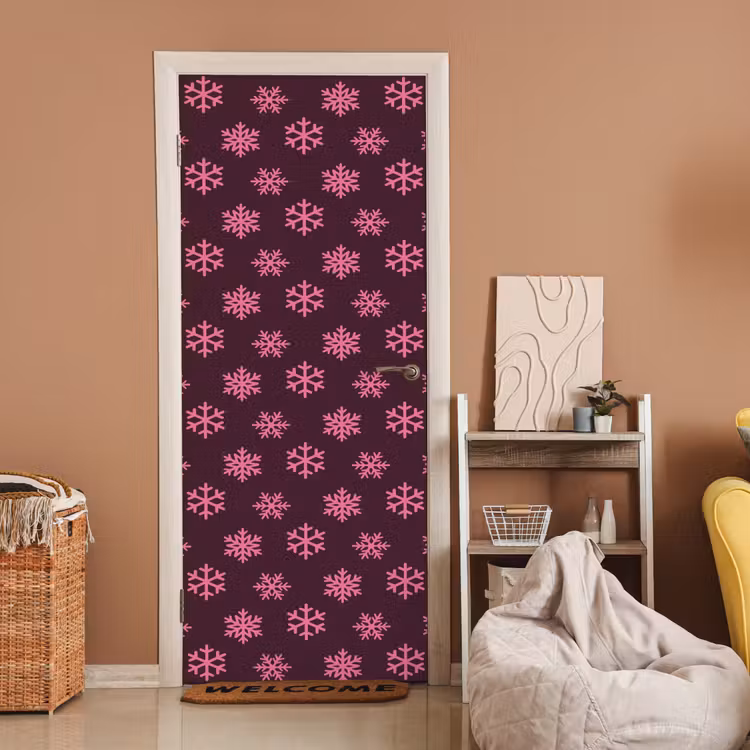 Deursticker - Sneeuwvlok - Roze - Paars - Kerst — 2