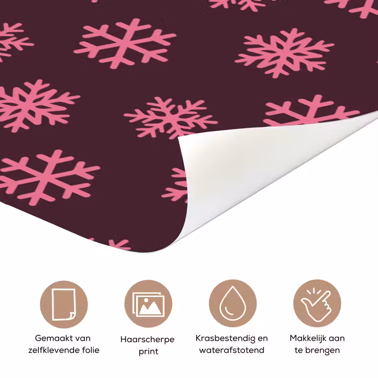 Deursticker - Sneeuwvlok - Roze - Paars - Kerst — 3
