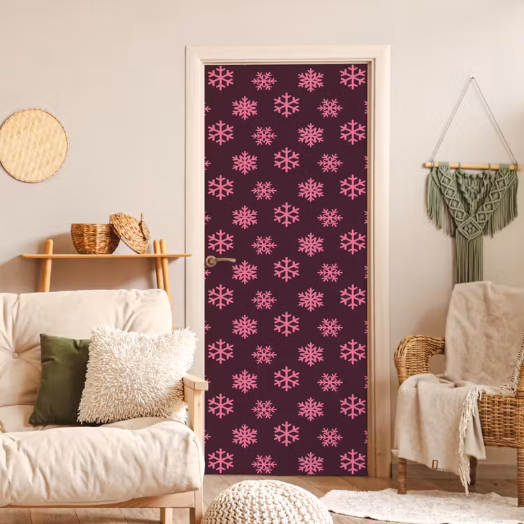 Deursticker - Sneeuwvlok - Roze - Paars - Kerst — 4