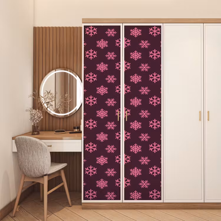 Deursticker - Sneeuwvlok - Roze - Paars - Kerst — 5