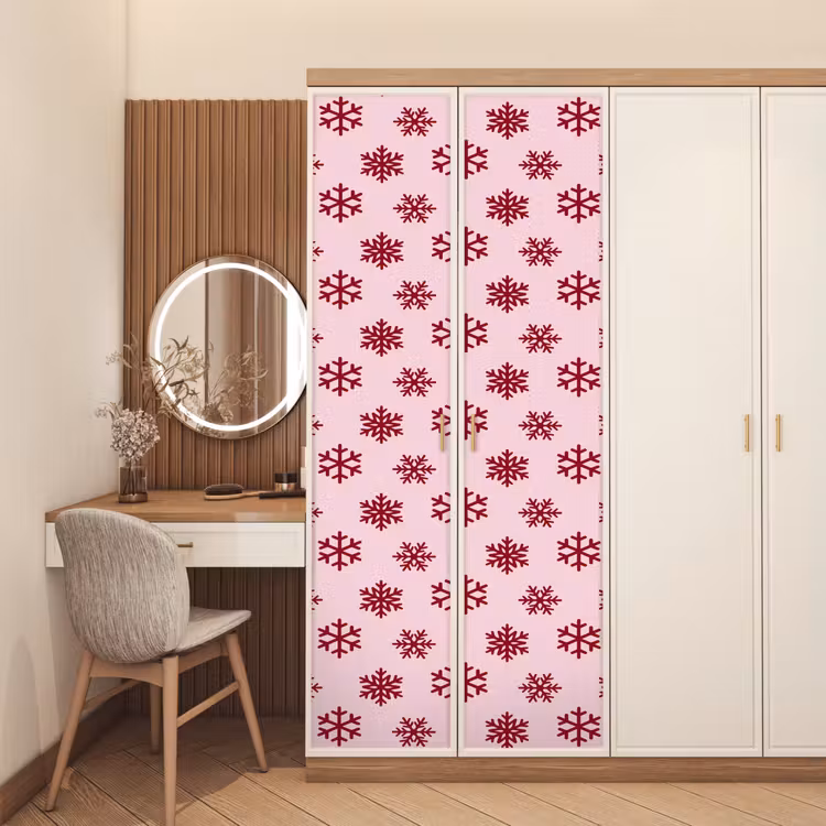 Deursticker - Sneeuwvlok - Roze - Rood - Kerst — 5