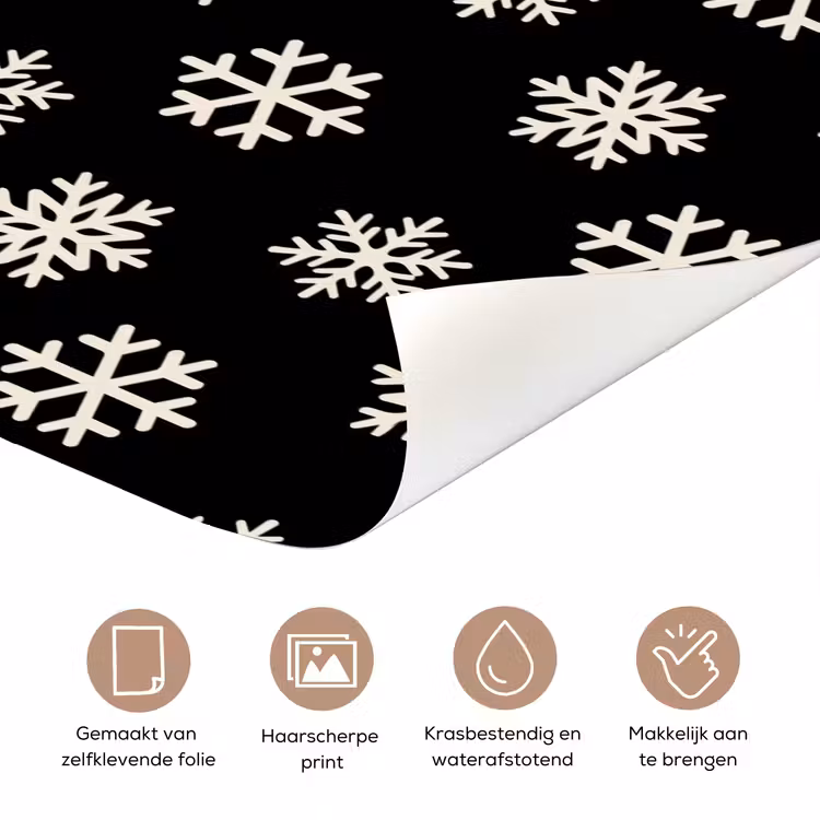 Deursticker - Sneeuwvlok - Zwart - Wit - Kerst — 3