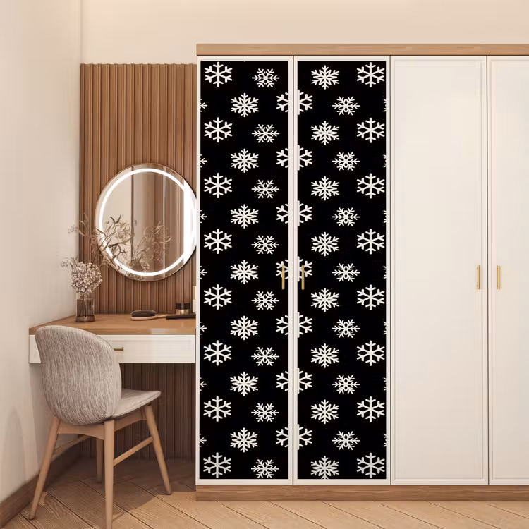 Deursticker - Sneeuwvlok - Zwart - Wit - Kerst — 5