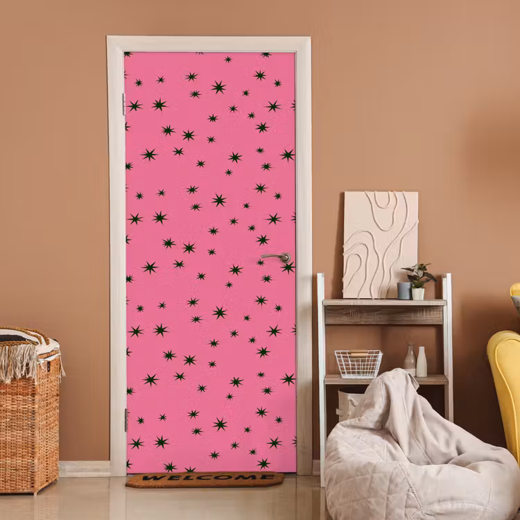 Deursticker - Ster - Groen - Roze - Kerst — 2