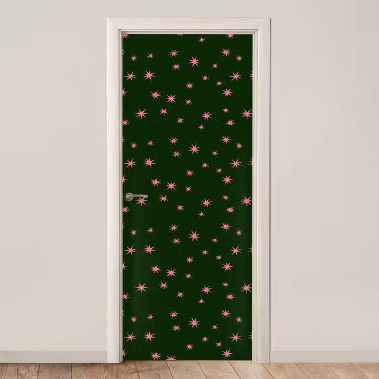 Deursticker - Ster - Roze - Groen - Kerst — 1