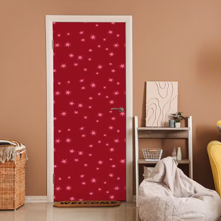 Deursticker - Ster - Roze - Kerst - Rood — 2