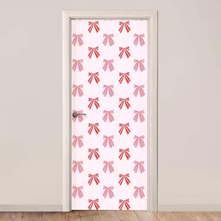 Deursticker - Strikken - Kerst - Roze - Rood — 1