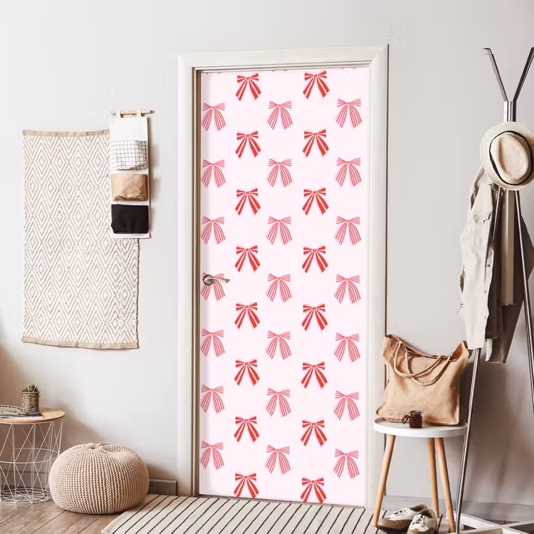 Deursticker - Strikken - Kerst - Roze - Rood — 8