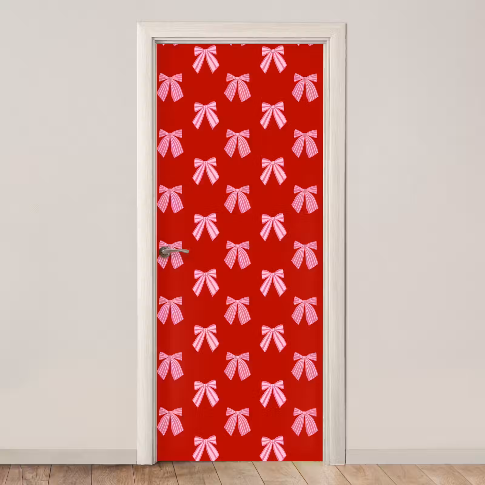 Deursticker - Strikken - Kerst - Rood - Roze — 1