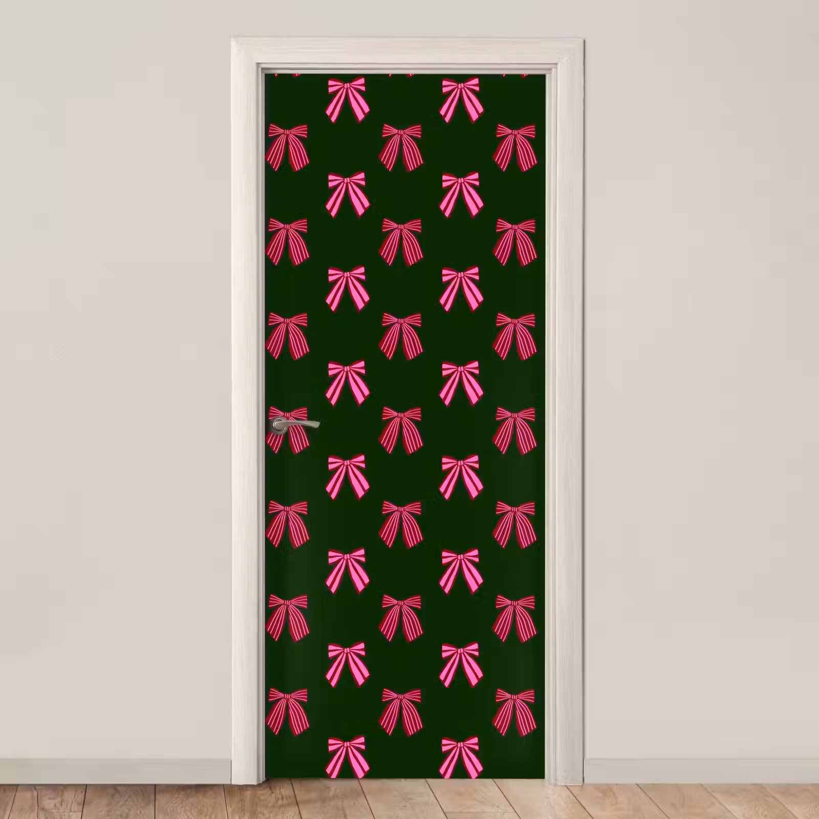 Deursticker - Strikken - Kerst - Roze - Groen — 1