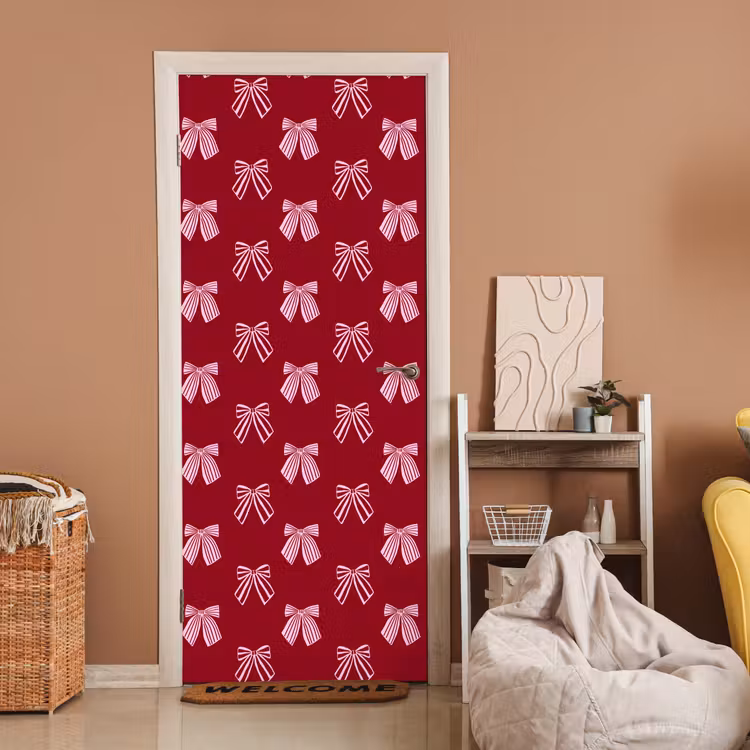 Deursticker - Strikken - Kerst - Burgundy - Roze — 2