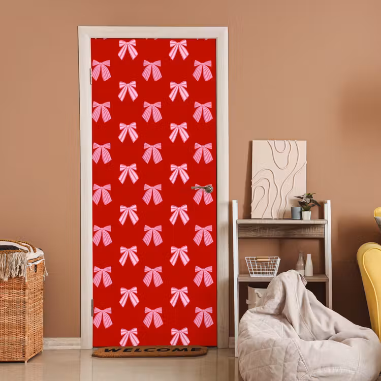Deursticker - Strikken - Kerst - Rood - Roze — 2
