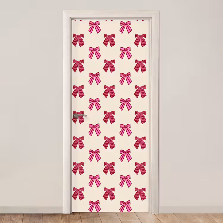 Deursticker - Strikken - Kerst - Roze - Crème — 1