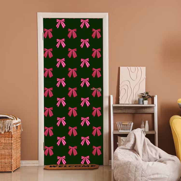 Deursticker - Strikken - Kerst - Roze - Groen — 2