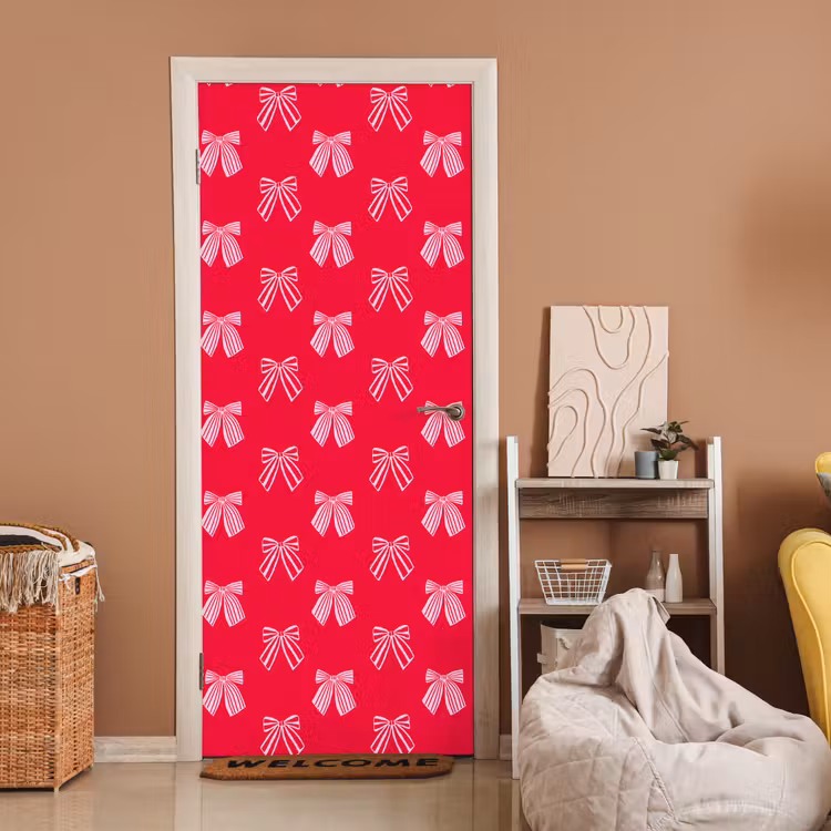 Deursticker - Strikken - Kerstmis - Rood - Roze — 2