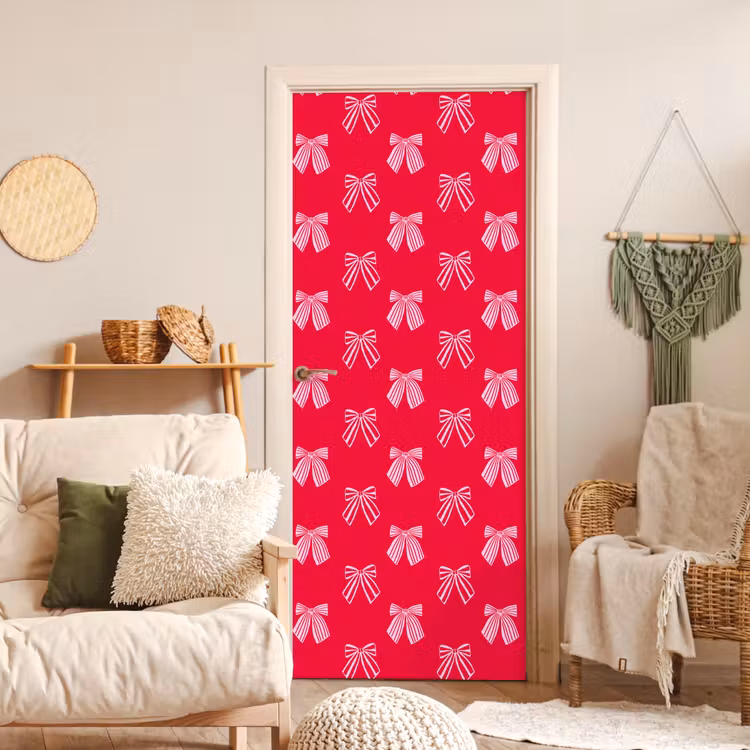 Deursticker - Strikken - Kerstmis - Rood - Roze — 4
