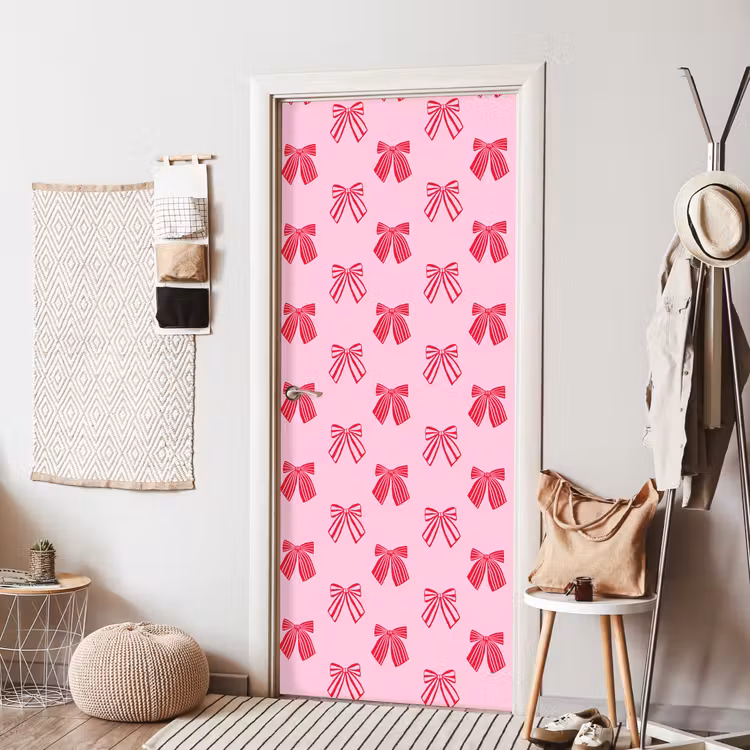 Deursticker - Strikken - Kerstmis - Roze - Rood — 8