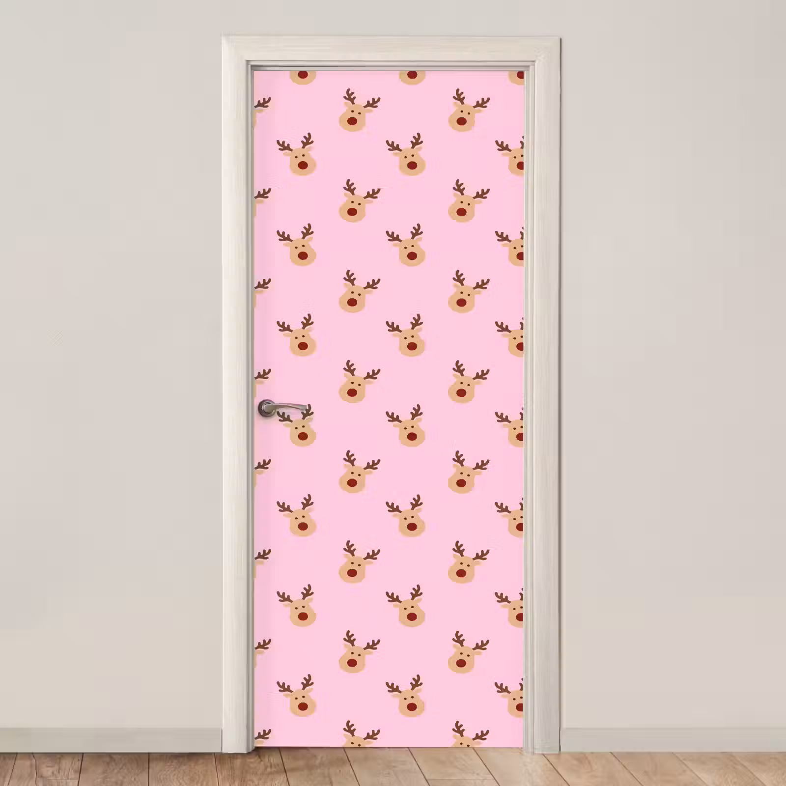 Deursticker - Rendieren - Kerst - Roze — 1