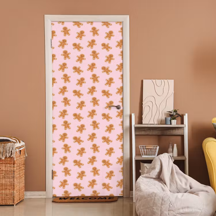 Deursticker - Peperkoek - Bruin - Roze - Kerst — 2