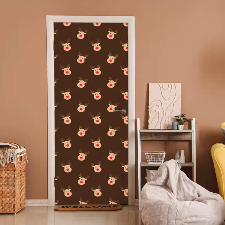 Deursticker - Rendieren - Kerst - Bruin — 2