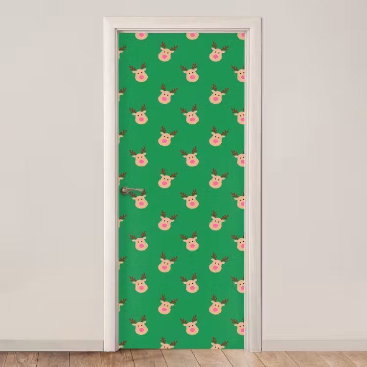 Deursticker - Rendieren - Kerst - Neon - Groen — 1