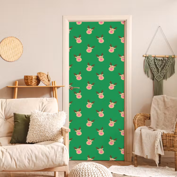 Deursticker - Rendieren - Kerst - Neon - Groen — 4