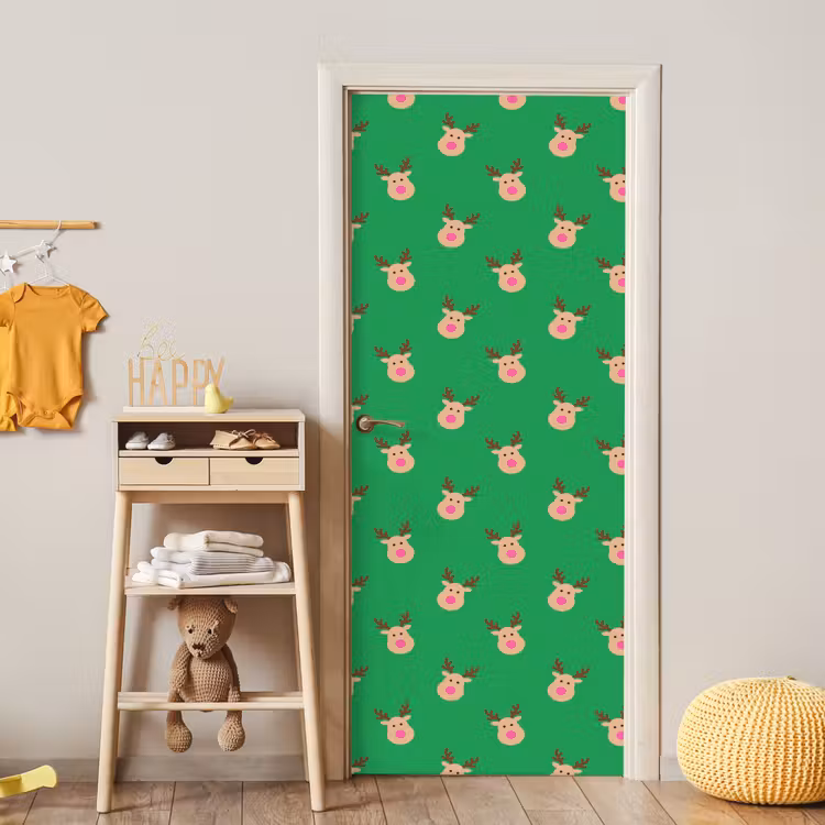 Deursticker - Rendieren - Kerst - Neon - Groen — 6