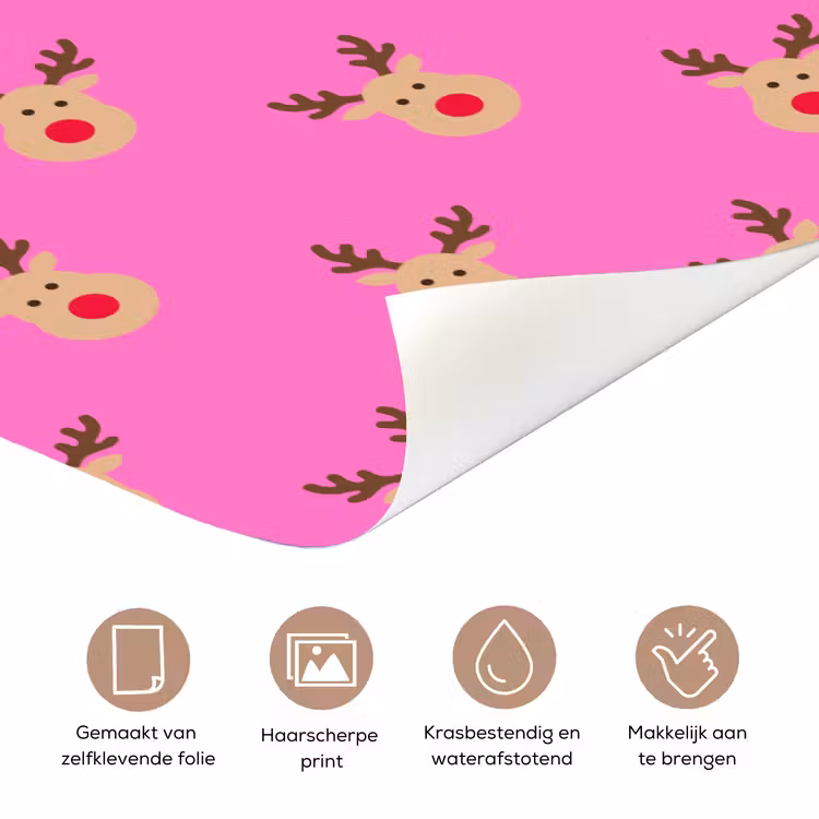 Deursticker - Rendieren - Kerst - Neon - Roze — 3