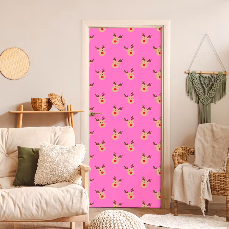 Deursticker - Rendieren - Kerst - Neon - Roze — 4