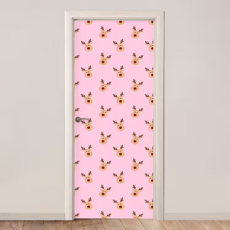 Deursticker - Rendieren - Kerst - Roze — 1