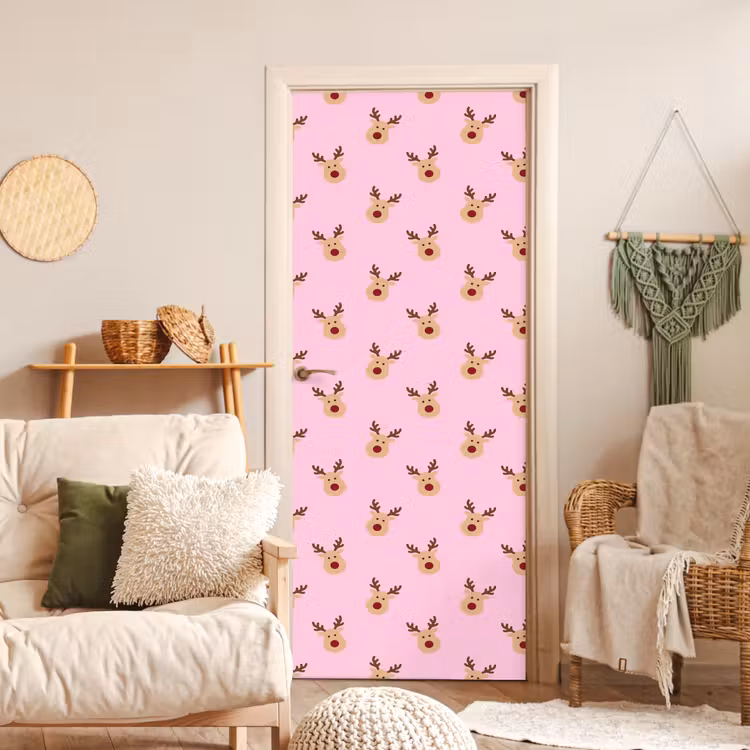 Deursticker - Rendieren - Kerst - Roze — 4