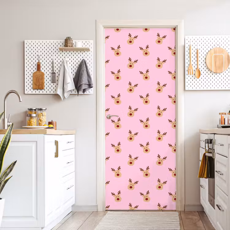 Deursticker - Rendieren - Kerst - Roze — 7