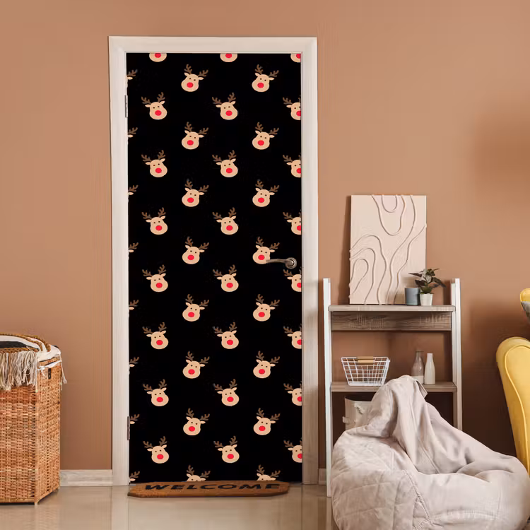 Deursticker - Rendieren - Kerst - Zwart — 2